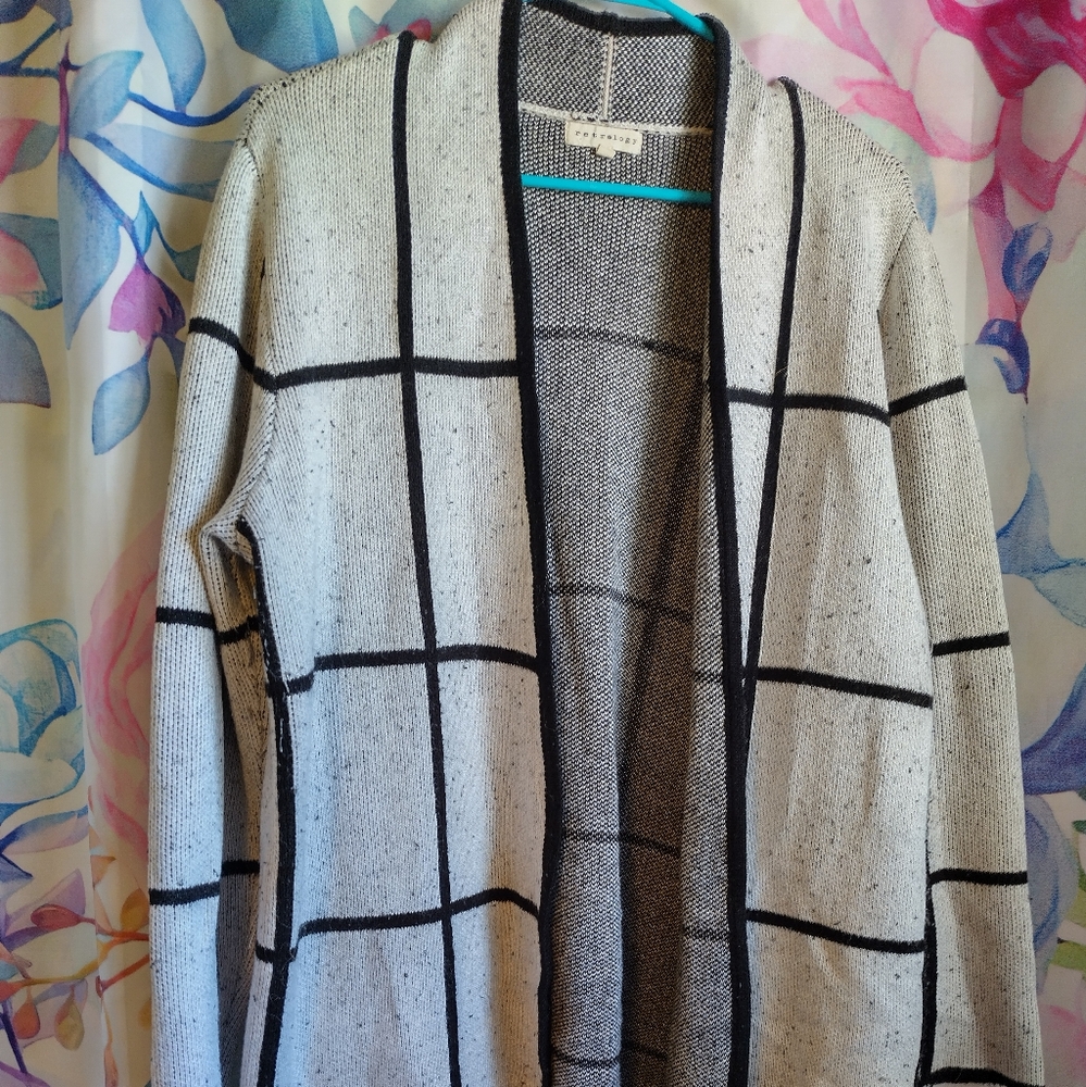 Grid Print Cardigan